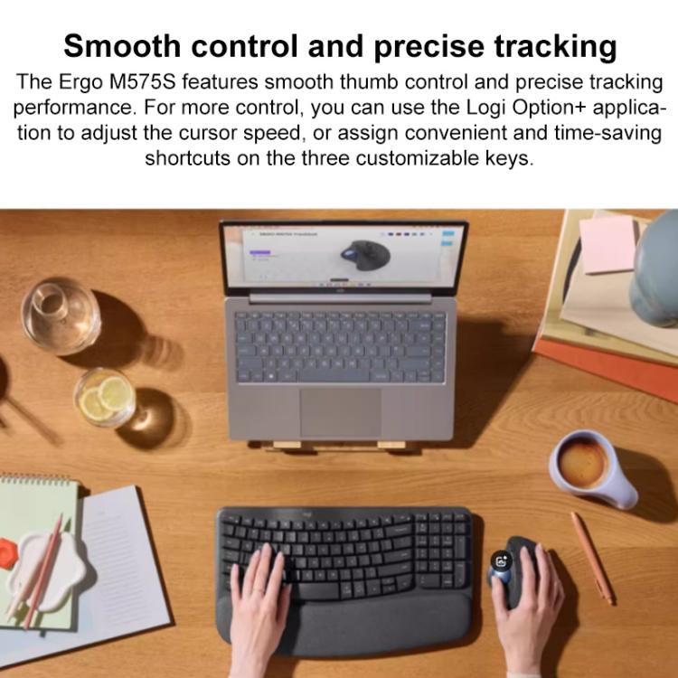 Logitech ERGO M575S Trackball Professional CAD Work Wireless Bluetooth Mouse(White) - Wireless Mice by Logitech | Online Shopping UK | buy2fix