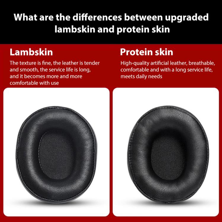 2pcs Sponge Earmuffs Replacement Earpads For Audio Technica ATH-M60X, Model:Black Lambskin - Earmuff & Pad by buy2fix | Online Shopping UK | buy2fix