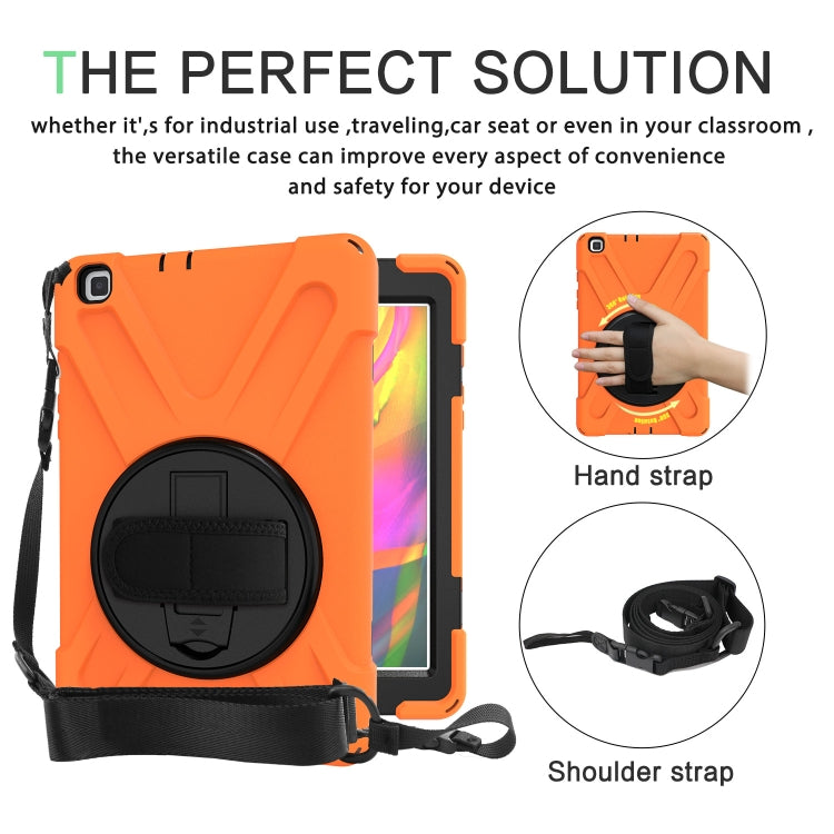 For Samsung Tab A 8.0(2019) T290 / T295 Shockproof Colorful Silicone + PC Protective Case with Holder & Hand Grip Strap(Orange) - Other Galaxy Tab PC by buy2fix | Online Shopping UK | buy2fix