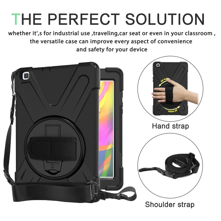 For Samsung Tab A 8.0(2019) T290 / T295 Shockproof Colorful Silicone + PC Protective Case with Holder & Hand Grip Strap(Black) - Other Galaxy Tab PC by buy2fix | Online Shopping UK | buy2fix