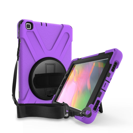 For Samsung Tab A 8.0(2019) T290 / T295 Shockproof Colorful Silicone + PC Protective Case with Holder & Hand Grip Strap(Purple) - Other Galaxy Tab PC by buy2fix | Online Shopping UK | buy2fix