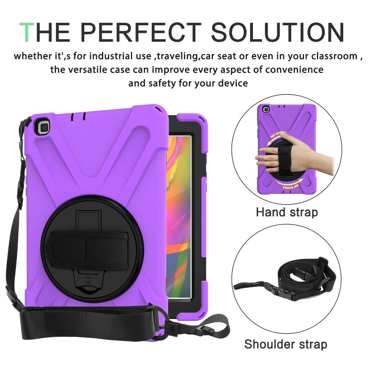 For Samsung Tab A 8.0(2019) T290 / T295 Shockproof Colorful Silicone + PC Protective Case with Holder & Hand Grip Strap(Purple) - Other Galaxy Tab PC by buy2fix | Online Shopping UK | buy2fix