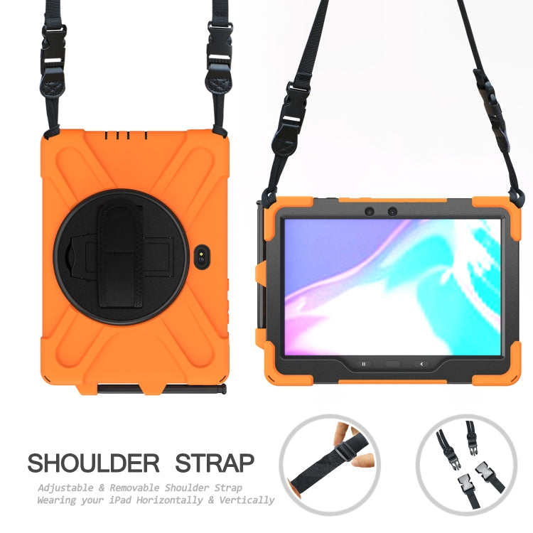 For Samsung Galaxy Tab Active Pro T540 / T545 / Tab Active4 Pro Shockproof Colorful Silicone + PC Protective Case with Holder & Hand Grip Strap(Orange) - Other Galaxy Tab PC by buy2fix | Online Shopping UK | buy2fix