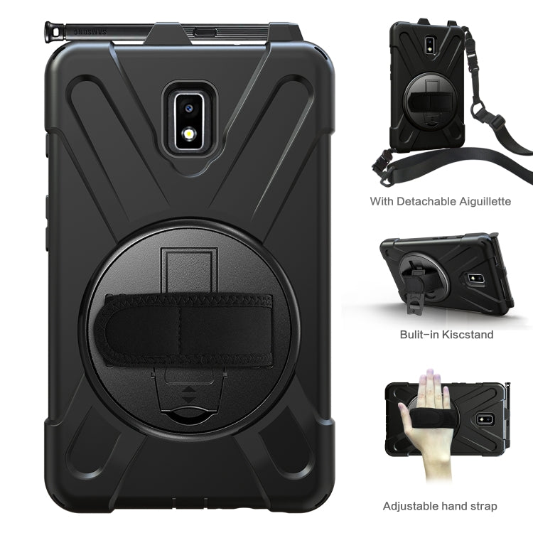 For Samsung Galaxy Tab Active 2 8.0 T390/T395/T397 Shockproof Colorful Silicone + PC Protective Case with Holder & Hand Grip Strap & Pen Slot(Black) - Other Galaxy Tab PC by buy2fix | Online Shopping UK | buy2fix