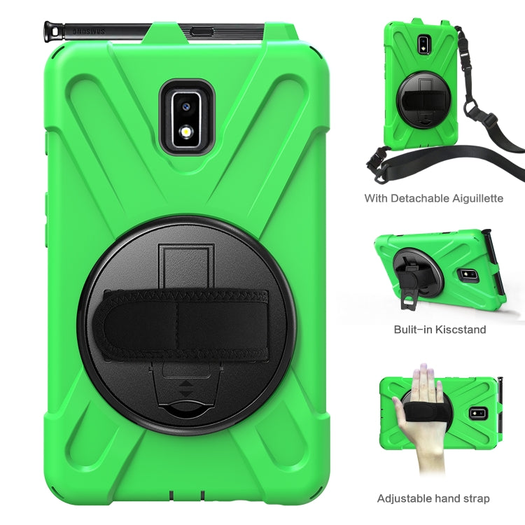 For Samsung Galaxy Tab Active 2 8.0 T390/T395/T397 Shockproof Colorful Silicone + PC Protective Case with Holder & Hand Grip Strap & Pen Slot(Green) - Other Galaxy Tab PC by buy2fix | Online Shopping UK | buy2fix
