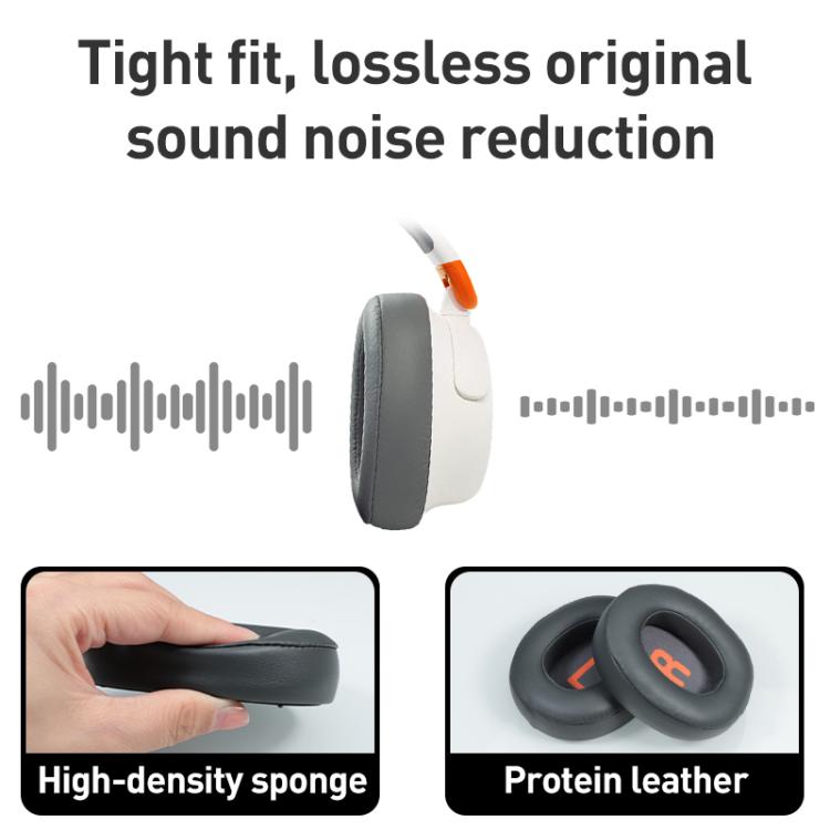 1 Pair Protein Leather Earphone Replacement Earpads For JBL JR 460NC(Titanium Grey) - Earmuff & Pad by buy2fix | Online Shopping UK | buy2fix