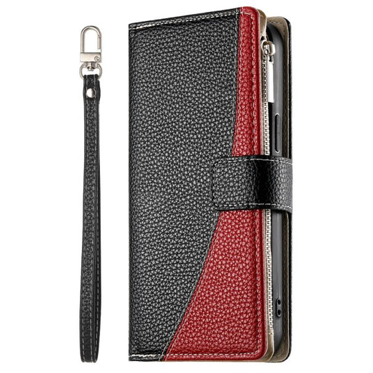For iPhone Air Stitching Multi-card Zipper Wallet Leather Phone Case with Short Strap(Black) - iPhone Air Cases by buy2fix | Online Shopping UK | buy2fix