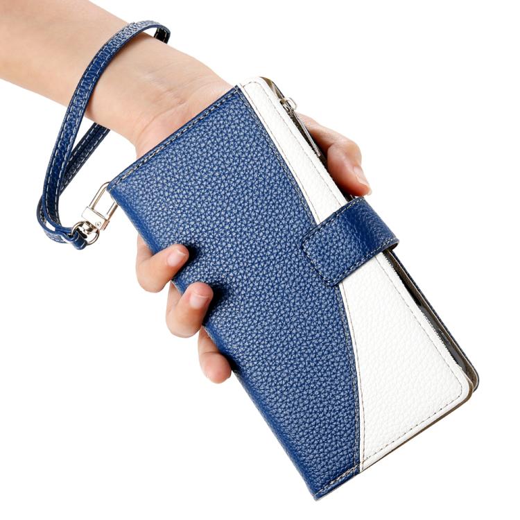 For iPhone Air Stitching Multi-card Zipper Wallet Leather Phone Case with Short Strap(Dark Blue) - iPhone Air Cases by buy2fix | Online Shopping UK | buy2fix