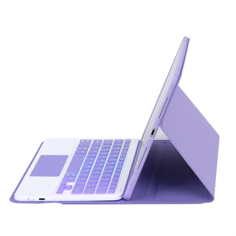 For iPad 9.7 2018 / 2017 / Pro 9.7 A07B-AS Backlight Bluetooth Touch Keyboard Leather Tablet Case with Pen Slot(Purple) - For iPad Pro by buy2fix | Online Shopping UK | buy2fix