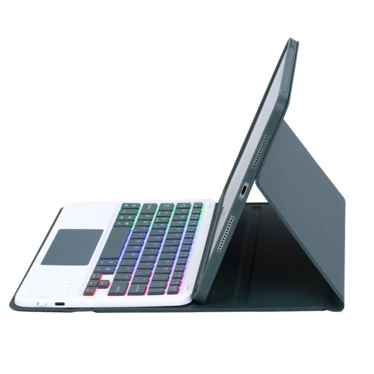 For iPad 9.7 2018 / 2017 / Pro 9.7 A07B-AS Backlight Bluetooth Touch Keyboard Leather Tablet Case with Pen Slot(Dark Green) - For iPad Pro by buy2fix | Online Shopping UK | buy2fix