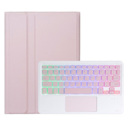 For iPad 10.2 2021 / 2019 / Air 2019 A102B-AS Backlight Bluetooth Touch Keyboard Leather Tablet Case with Pen Slot(Pink) - For iPad Pro by buy2fix | Online Shopping UK | buy2fix