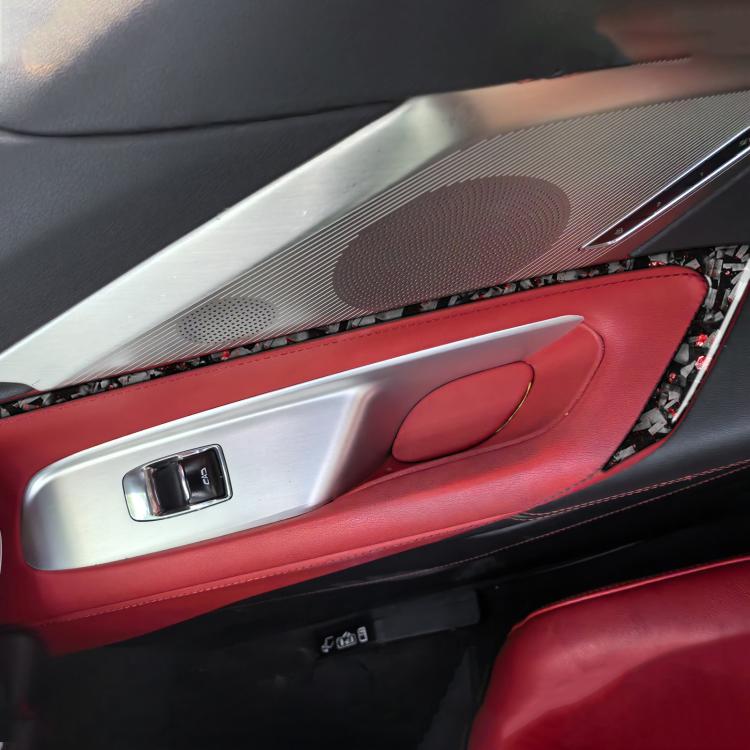 2pcs/Set Forged Gold Foil Carbon Fiber Car Door Decorative Sticker for Chevrolet Corvette C8 2020-, Left and Right Driver(Red) - Car Interior Mouldings by buy2fix | Online Shopping UK | buy2fix