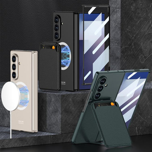 For Samsung Galaxy Z Fold7 5G GKK Integrated Magnetic Folding Card Bag Phone Case(Carbon Fiber) - Galaxy Z Fold7 5G Cases by GKK | Online Shopping UK | buy2fix