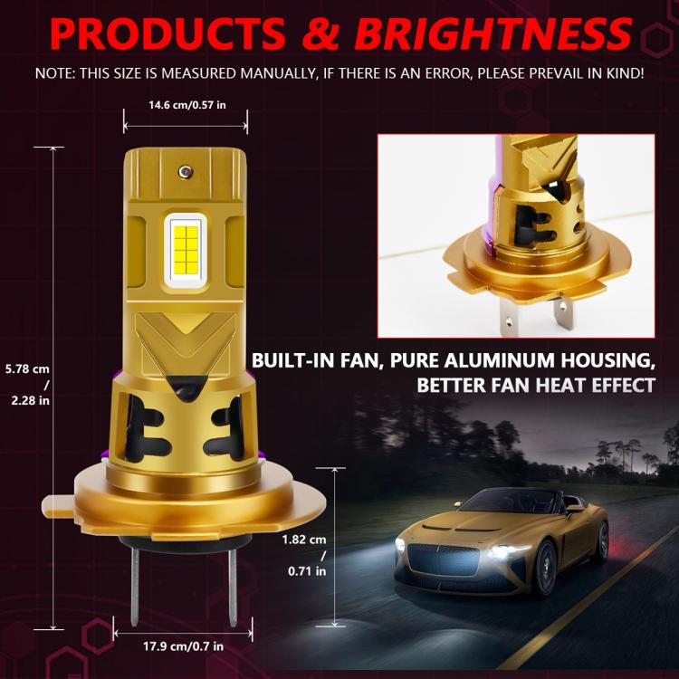 H7 2pcs/Pack 35W 3000LM 6500K IP68 Waterproof Car LED Headlight Bulb(Gold) - LED Headlamps by buy2fix | Online Shopping UK | buy2fix