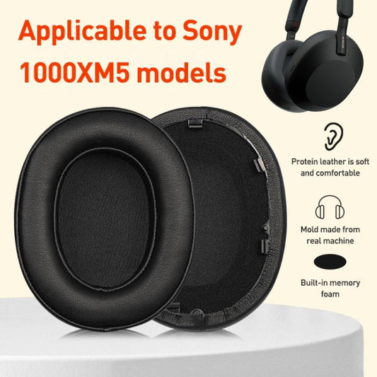 2pcs Spliced ??Skin-friendly Cotton Earphone Replacement Earpads Pads For Sony WH-1000XM5(Black) - Earmuff & Pad by buy2fix | Online Shopping UK | buy2fix