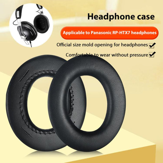 2pcs Insert Protein Leather Replacement Earpads For Panasonic RP-HTX7 / RP-HTX7A / RP-HTX9 / HTX80(Black) - Earmuff & Pad by buy2fix | Online Shopping UK | buy2fix