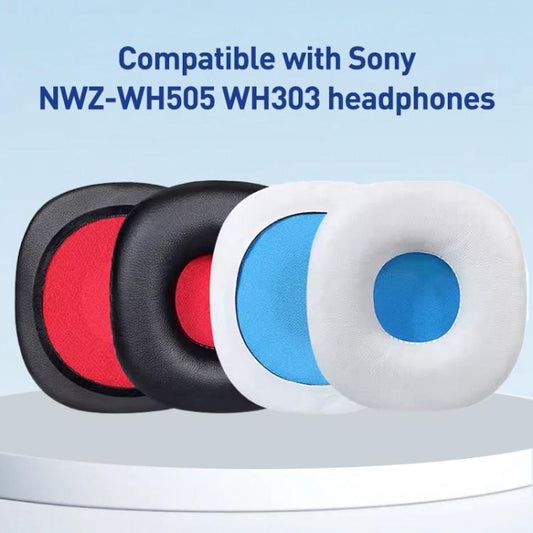 2pcs Protein Leather Earphone Replacement Earpads Pads For Sony NWZ-WH505 / NWZ-WH303(White Blue Net) - Earmuff & Pad by buy2fix | Online Shopping UK | buy2fix