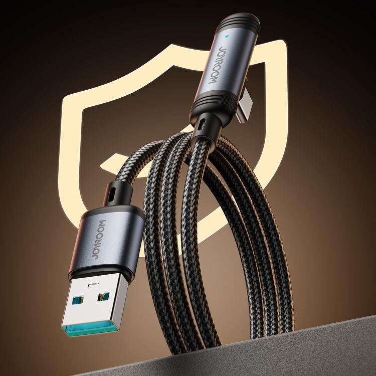 JOYROOM S-A56 EnjoyX Series 3A USB to Type-C 90 Degree Fast Charging Data Cable, Length:1.2m(Black) - USB-C & Type-C Cable by JOYROOM | Online Shopping UK | buy2fix
