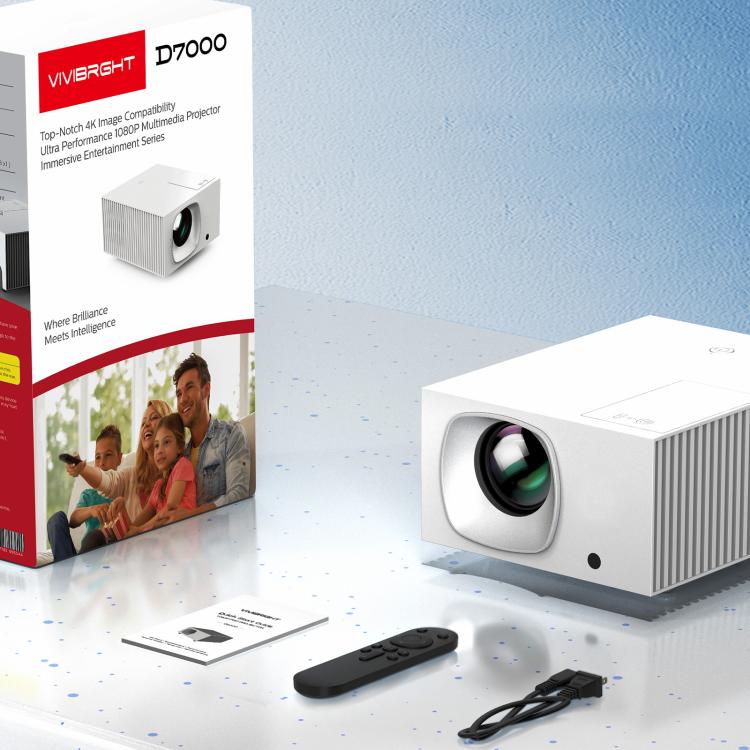 VIVIBRIGHT D7000 Lite 1920x1080P 550ANSI Screen Mirror Smart Projector, US Plug(White) - LED Projector by VIVIBRIGHT | Online Shopping UK | buy2fix