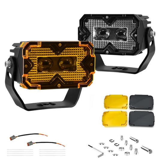 2pcs/Pack Car 70W High-power Matrix Eyes Work Light with Cable Set(Black) - Work Lights by buy2fix | Online Shopping UK | buy2fix