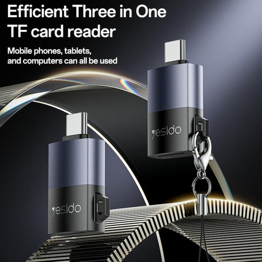 Yesido GS37 Type-C TF Card Reader(Black) - U Disk & Card Reader by Yesido | Online Shopping UK | buy2fix