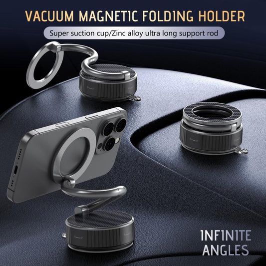 H3 Folding Vacuum Adsorption Magnetic Car Phone Holder(Silver Grey) - Universal Car Holders by buy2fix | Online Shopping UK | buy2fix