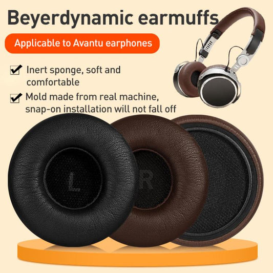 1 Pair Protein Leather Earphone Replacement Earpads Pads For Beyerdynamic AVENTHO(Black) - Earmuff & Pad by buy2fix | Online Shopping UK | buy2fix