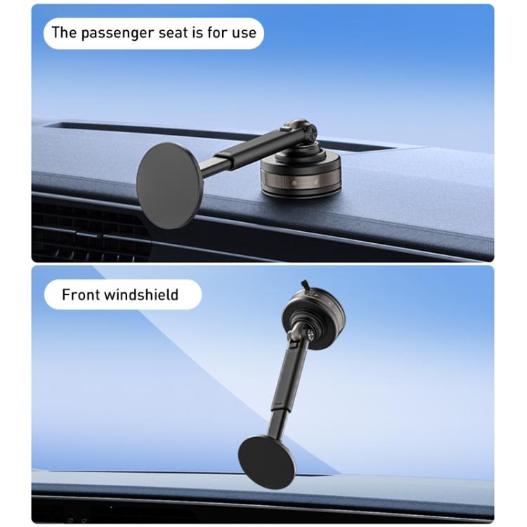 J34 Retractable Vacuum Adsorption Magnetic Car Phone Holder(Black) - Universal Car Holders by buy2fix | Online Shopping UK | buy2fix