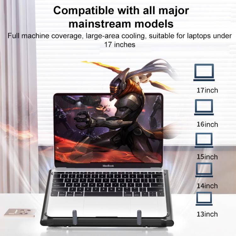 NUOXI C400 6-Speed Adjustable Dual-Core Large Fan Laptop Cooler(Silver) - Cooling Pads by NUOXI | Online Shopping UK | buy2fix