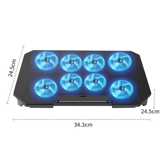 NUOXI 4-Speed Adjustable 8-Core Large Fan Laptop Cooler(Black) - Cooling Pads by NUOXI | Online Shopping UK | buy2fix