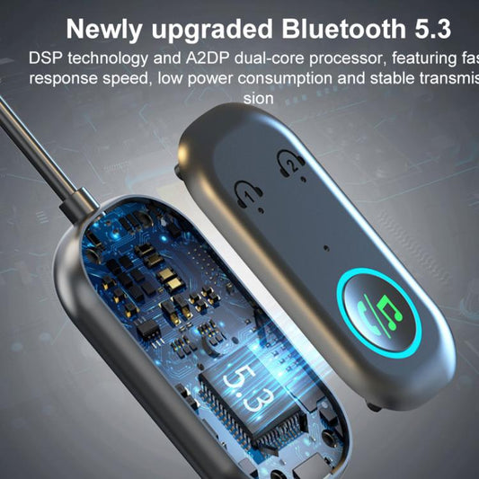 BR08T 2 in 1 Car Bluetooth AUX Receiver Transmitter Bluetooth Audio Adapter(Black) - Bluetooth Adapters by buy2fix | Online Shopping UK | buy2fix