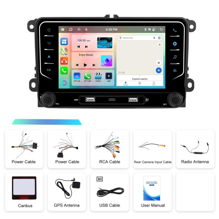 For Volkswagen Android 15 7 inch Wireless CarPlay Car Player Central Control Navigation Machine, Specification:Standard+AHD+Microphone - Car MP3 & MP4 & MP5 by buy2fix | Online Shopping UK | buy2fix