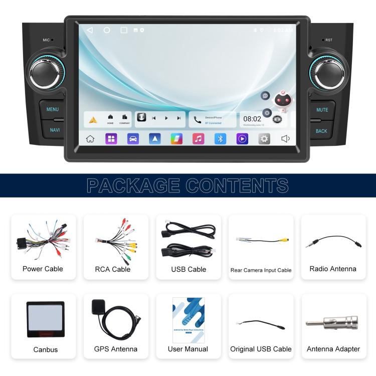 For Fiat Punto 2005-2009 Android 15 7 inch 4G+64G Car Central Control Audio Video Navigation, Specification:Standard - Car MP3 & MP4 & MP5 by buy2fix | Online Shopping UK | buy2fix