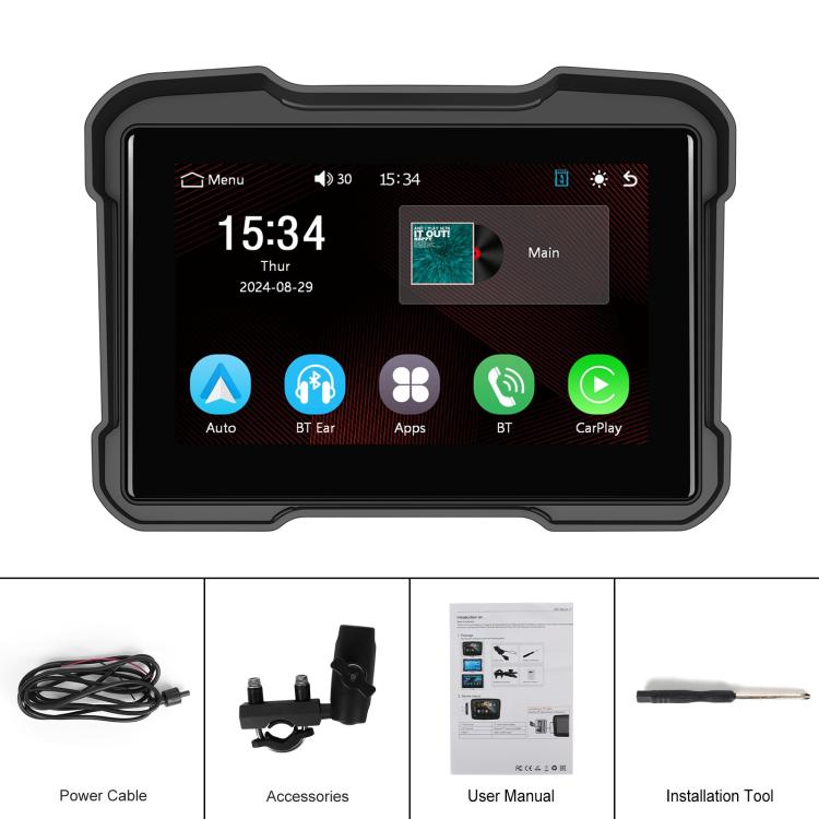 Motorcycle Wireless CarPlay and Android Auto 5 inch HD Screen Waterproof Navigator(Black) - Electrical Instruments by buy2fix | Online Shopping UK | buy2fix