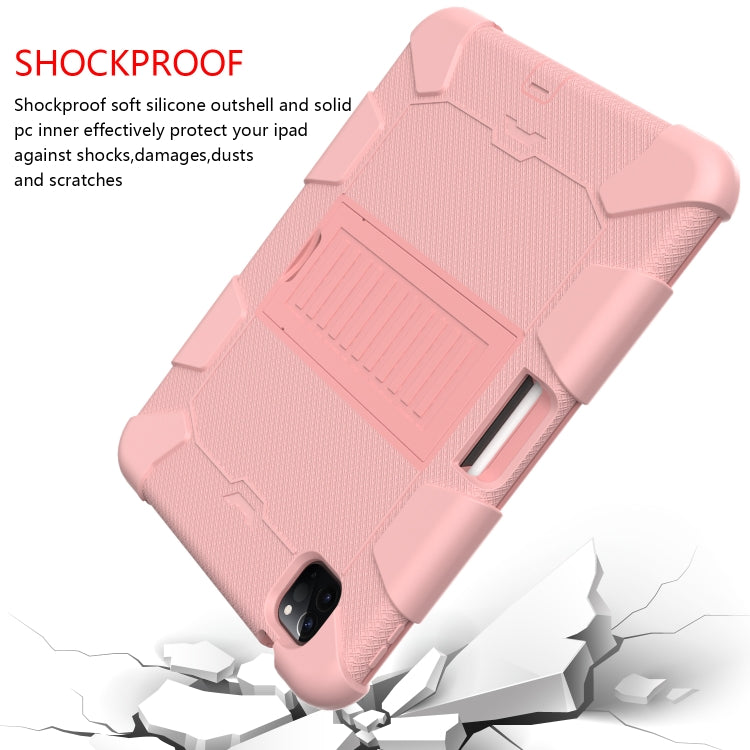 For iPad Air 2022 / 2020 10.9 Shockproof Two-Color Silicone Protective Case with Holder(Rose Gold + Rose Gold) - iPad Air (2022) / (2020) 10.9 Cases by buy2fix | Online Shopping UK | buy2fix