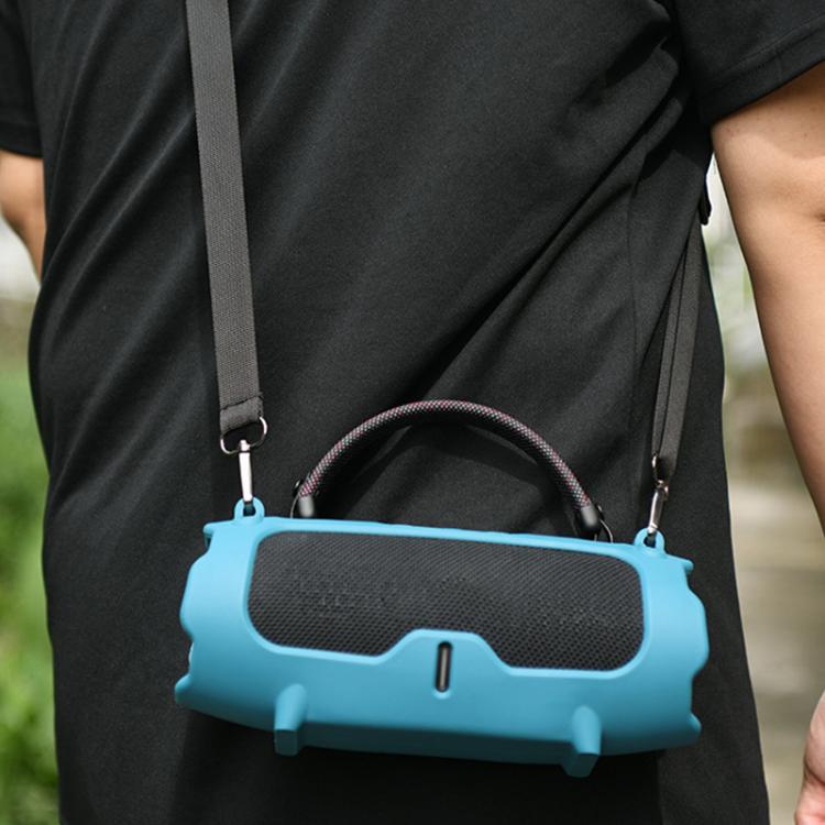 For JBL Charge 6 Silicone Protective Cover Portable Crossbody Speaker Soft Shell Bag(Blue) - Protective Case by buy2fix | Online Shopping UK | buy2fix
