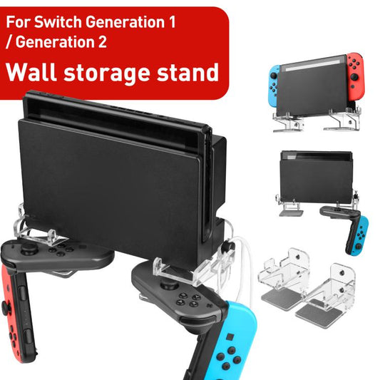 For Nintendo Switch 1 / 2 Acrylic Wall Split Symmetrical Storage Bracket(Transparent) - Holder by buy2fix | Online Shopping UK | buy2fix