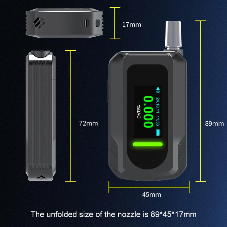 D2000 HD IPS Screen Portable Blow-Type High-Precision Alcohol Content Tester(Black) - Breath Alcohol Tester by buy2fix | Online Shopping UK | buy2fix