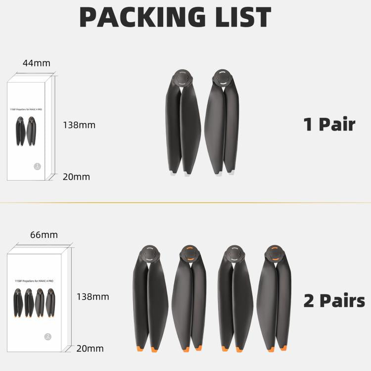 For DJI Mavic 4 Pro Sunnylife 1158F Quick-Release Propellers Blades, Type:One Pair(Silver Tip) - DIY Propeller by Sunnylife | Online Shopping UK | buy2fix