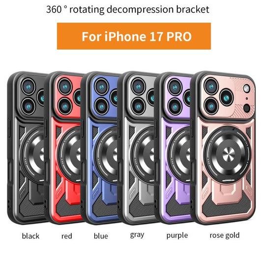 For iPhone 17 Pro Armor Rotating Holder MagSafe Phone Case(Black) - iPhone 17 Pro Cases by buy2fix | Online Shopping UK | buy2fix