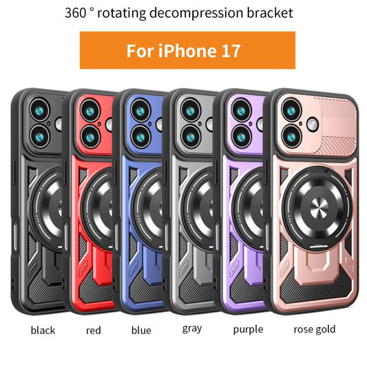 For iPhone 17 Armor Rotating Holder MagSafe Phone Case(Rose Gold) - iPhone 17 Cases by buy2fix | Online Shopping UK | buy2fix