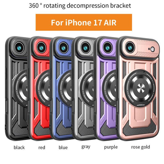 For iPhone Air Armor Rotating Holder MagSafe Phone Case(Red) - iPhone Air Cases by buy2fix | Online Shopping UK | buy2fix