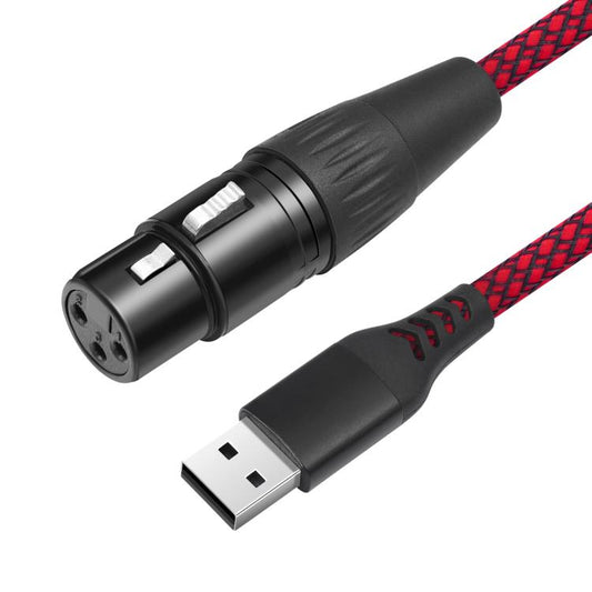 USB-A to XLR Female Audio Recording Cable for Dynamic Microphone, Length:2m(Black Red) - Microphone Audio Cable & Connector by buy2fix | Online Shopping UK | buy2fix