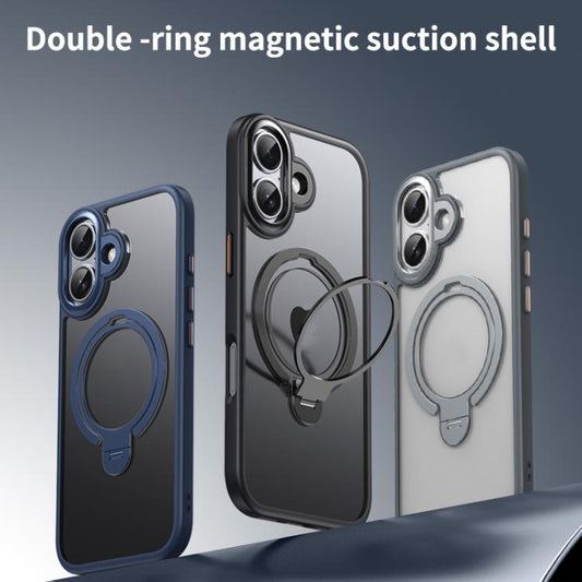 For iPhone 17 Double Ring MagSafe Magnetic Holder Phone Case(Transparent) - iPhone 17 Cases by buy2fix | Online Shopping UK | buy2fix