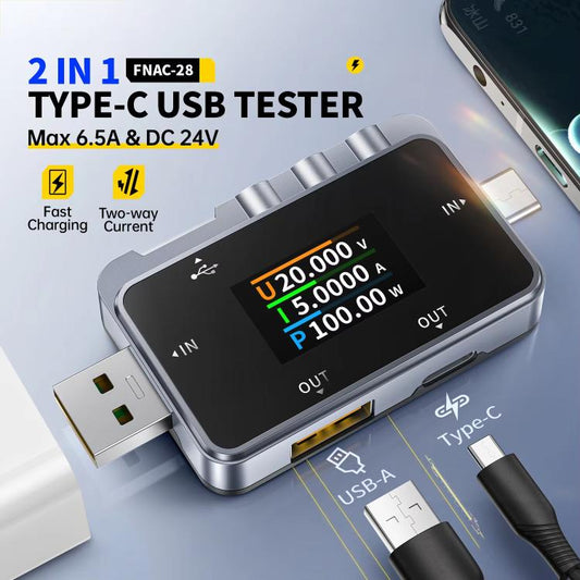Fnirsi FNAC-28 Multi-function Type-C & USB Professional Grade Ripple Monitoring Tester - Current & Voltage Tester by FNIRSI | Online Shopping UK | buy2fix