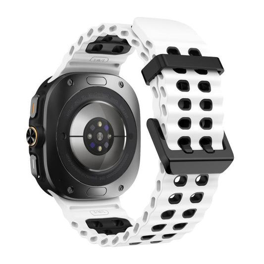 For Samsung Galaxy Watch8 / 8 Classic xDfind Black Buckle Ocean Two Color Dual-row Hole Silicone Watch Band(White Black) - Watch Bands by xDfind | Online Shopping UK | buy2fix