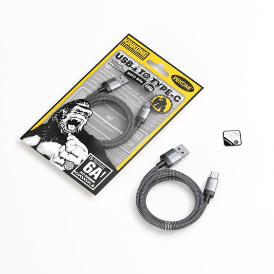 WK WDC-97 Kingkong Ruike Series Braided Charging Data Cable, USB to USB-C / Type-C Port, Length: 1m(Black) - USB-C & Type-C Cable by WK | Online Shopping UK | buy2fix