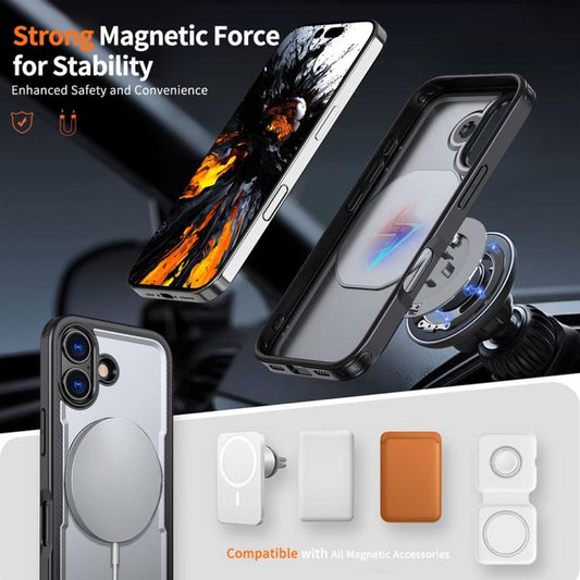 For iPhone 17 Metal 360 Degree Rotation Holder MagSafe Phone Case(Grey) - iPhone 17 Cases by buy2fix | Online Shopping UK | buy2fix