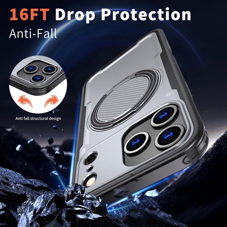 For iPhone 17 Pro Metal 360 Degree Rotation Holder MagSafe Phone Case(Grey) - iPhone 17 Pro Cases by buy2fix | Online Shopping UK | buy2fix