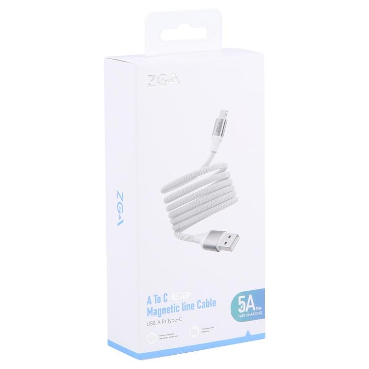 ZGA CB11 5A USB to Type-C Aluminum Alloy Magnetic Data Cable, Length: 1m(White) - USB-C & Type-C Cable by ZGA | Online Shopping UK | buy2fix